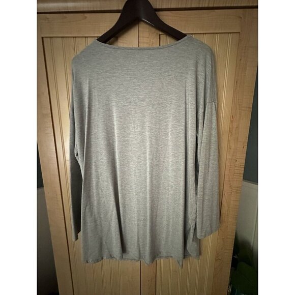 J Jill Luxe Supima Cotton Tunic Gray Ultra Soft Long Sleeve Shirt Women’s Large - Picture 2 of 3
